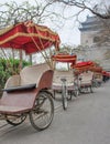 RickshawÃ¢â¬â¢s park in the early morning around the famous Bell tower, Beijing, China